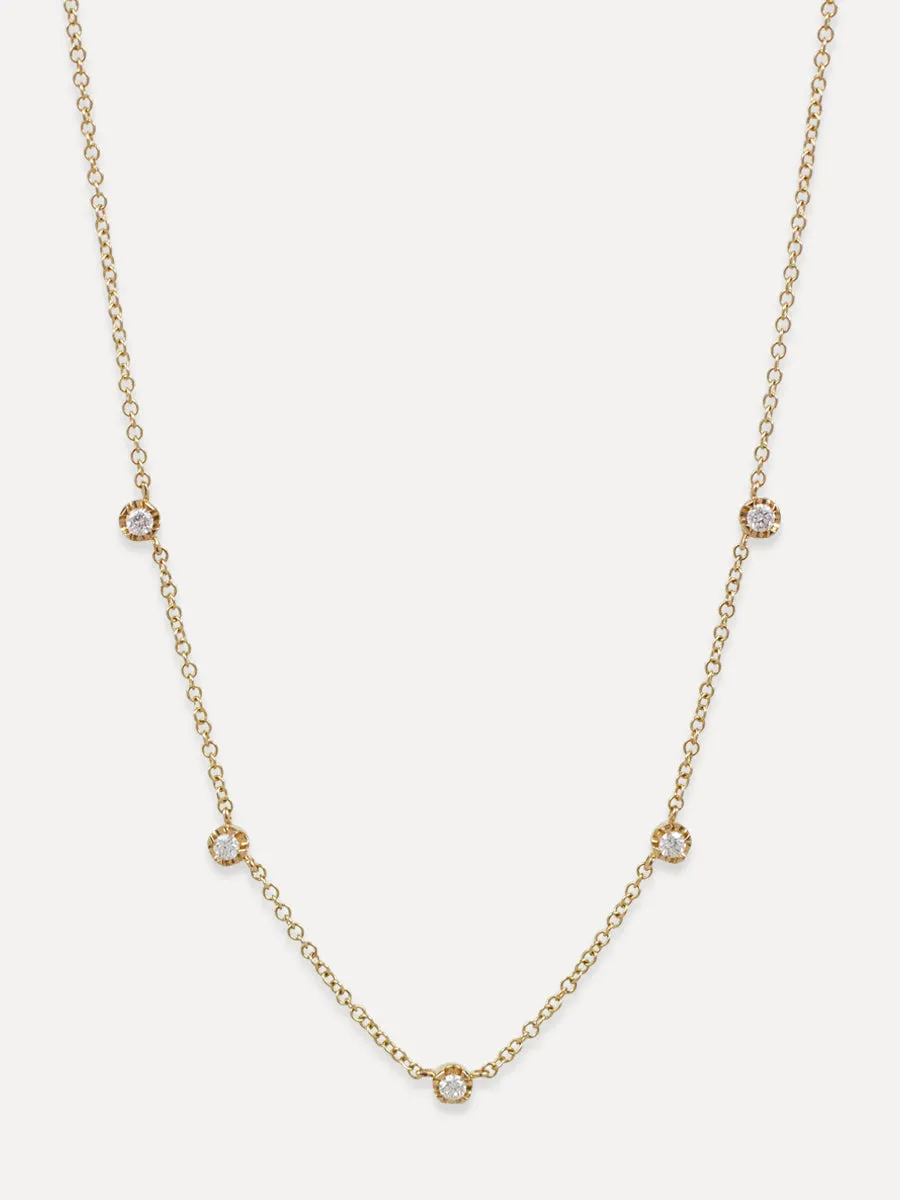 14K Diamond Station Necklace