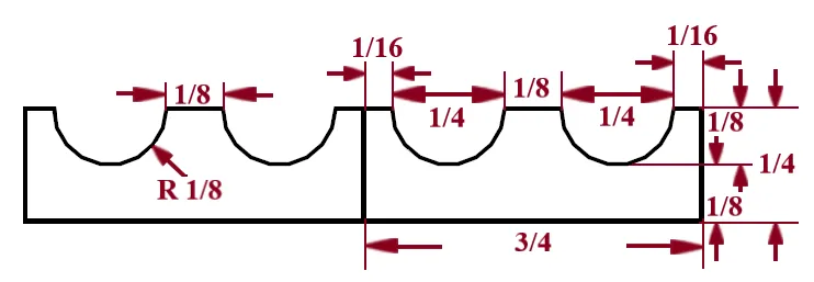 1/4" Double Cove-Cut Flexible Tambour