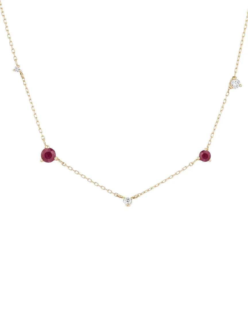 Adina Reyter 14K 0.28 Ct. Tw. Diamond & Ruby Amalfi & Amigos Station Necklace