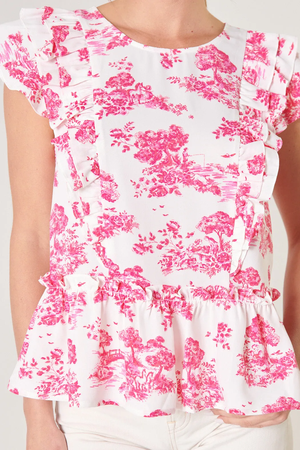 Ainsley Meadow Toile Kindred Peplum Top