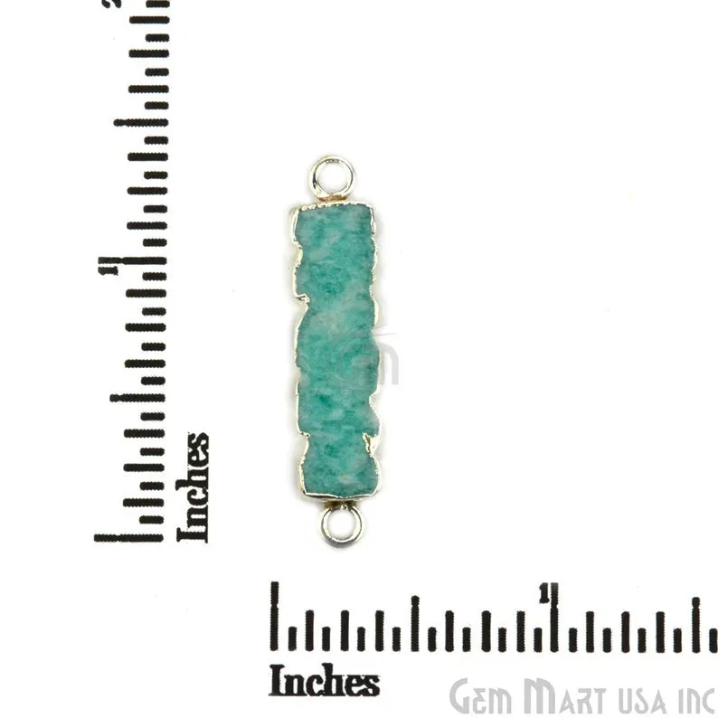 Amazonite 32x9mm Double Bail Silver Edged Bar Charm Connector