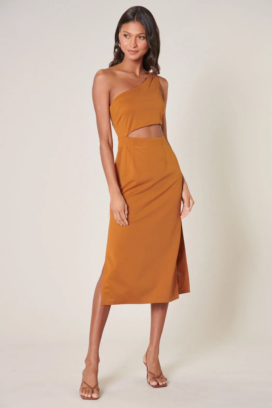 Aria One Shoulder Cut Out Midi Dress