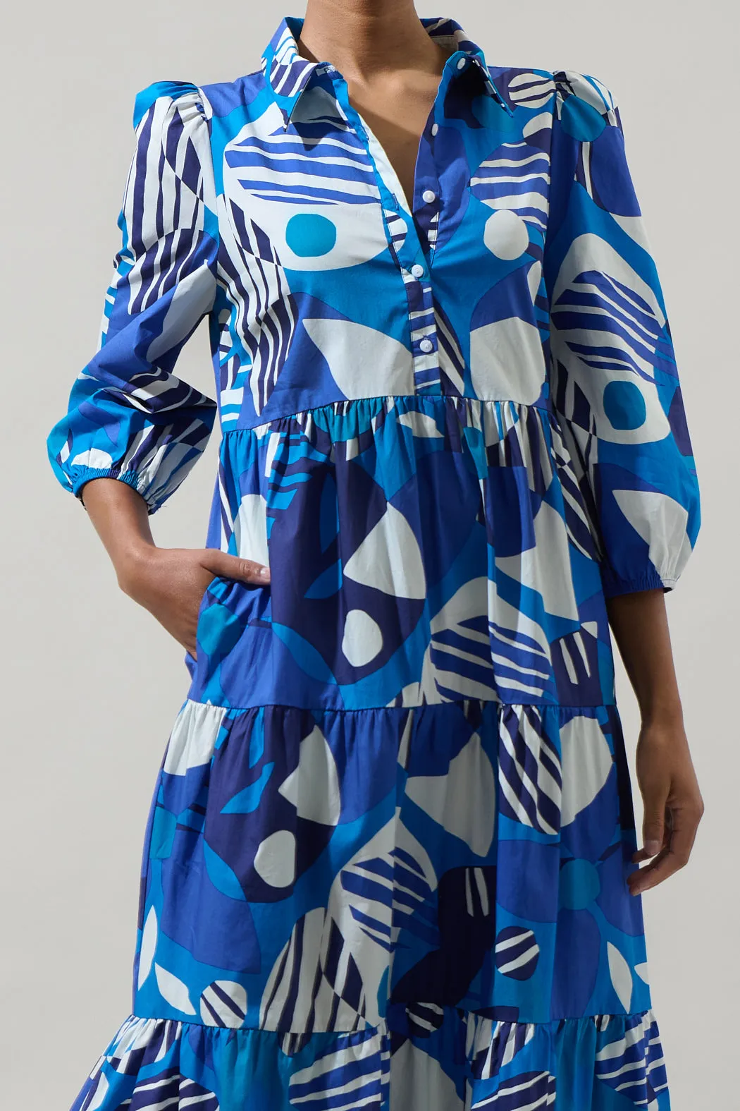 Beatty Geometric Button Up Midi Dress