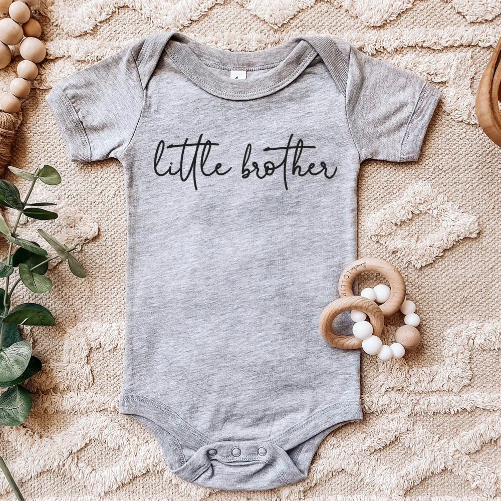 Big & Little Siblings Script Baby Bodysuits