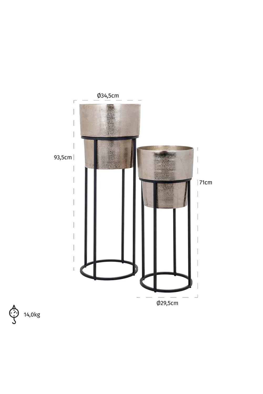 Black Metal Base Aluminum Planter Set (2) | OROA Lowen