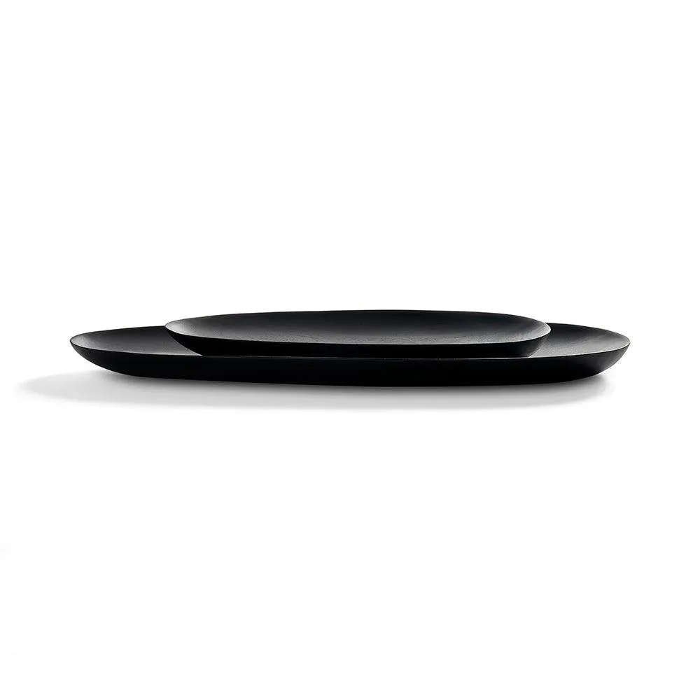 Black Thin Oval Trays - Set Of 2