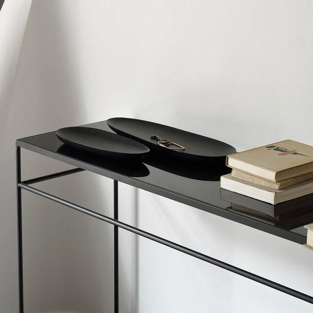 Black Thin Oval Trays - Set Of 2