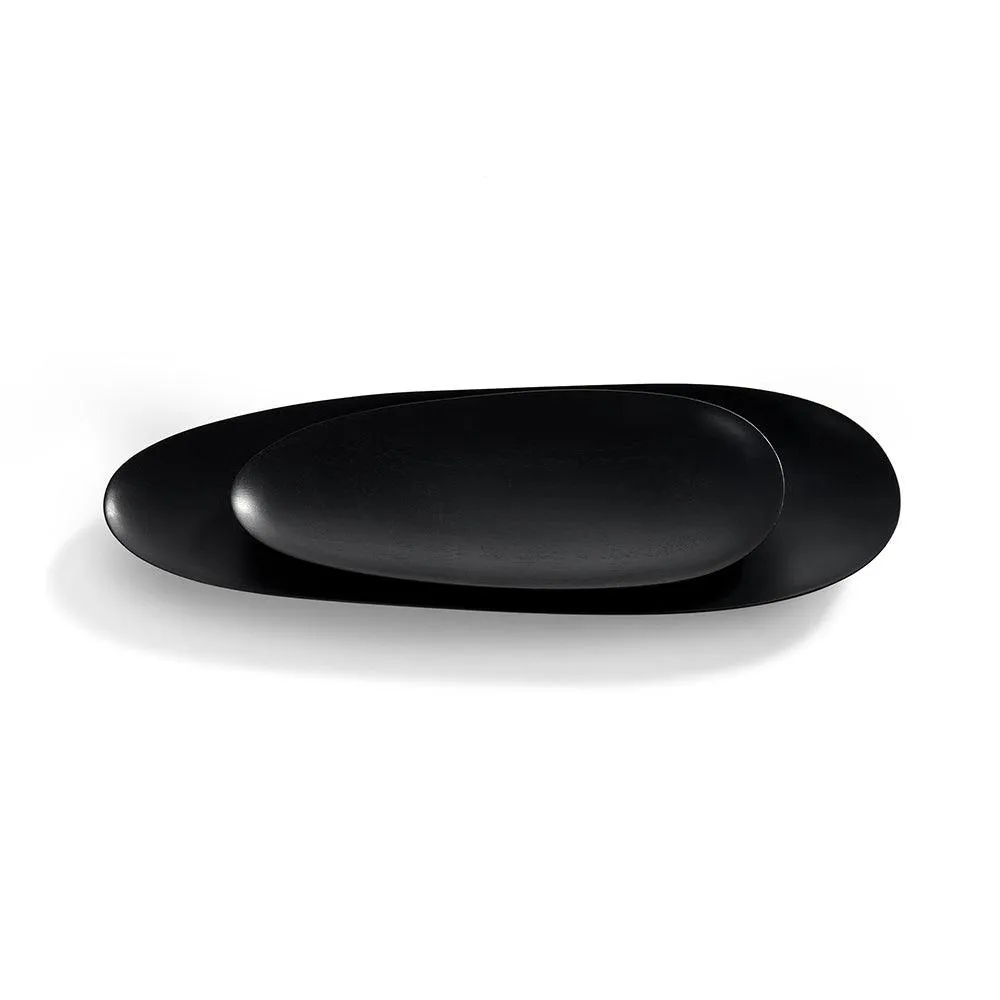 Black Thin Oval Trays - Set Of 2