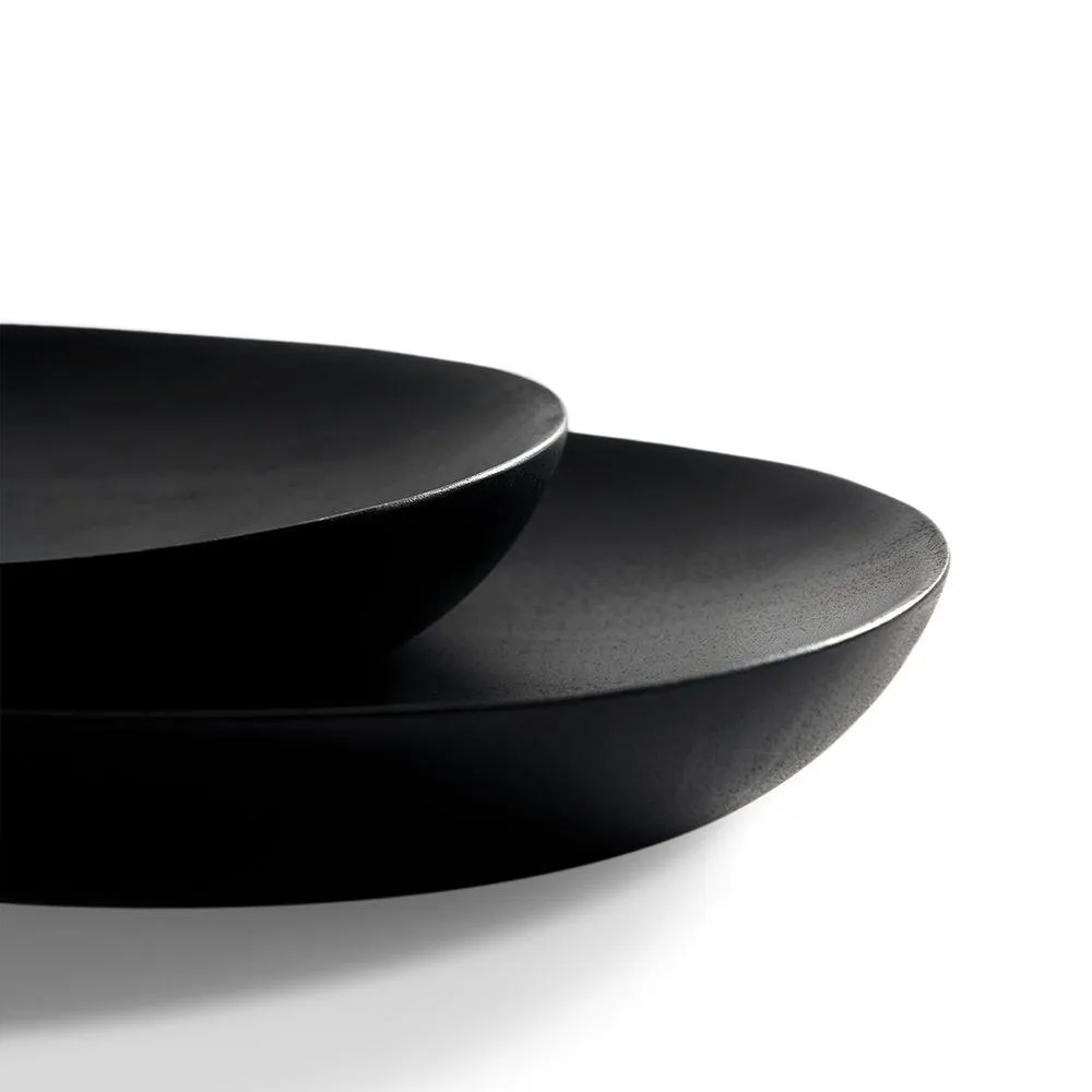 Black Thin Oval Trays - Set Of 2