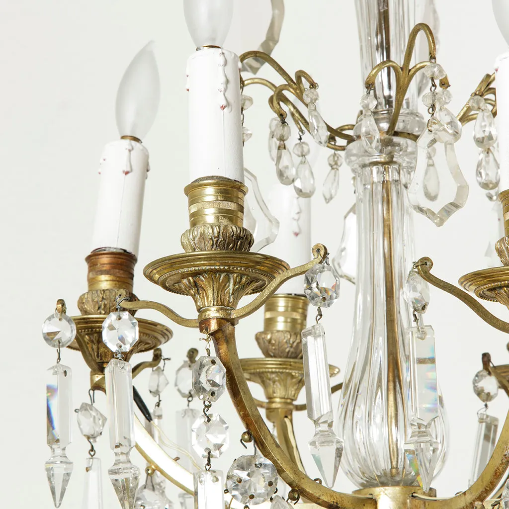 Bronze and Crystal Chandelier