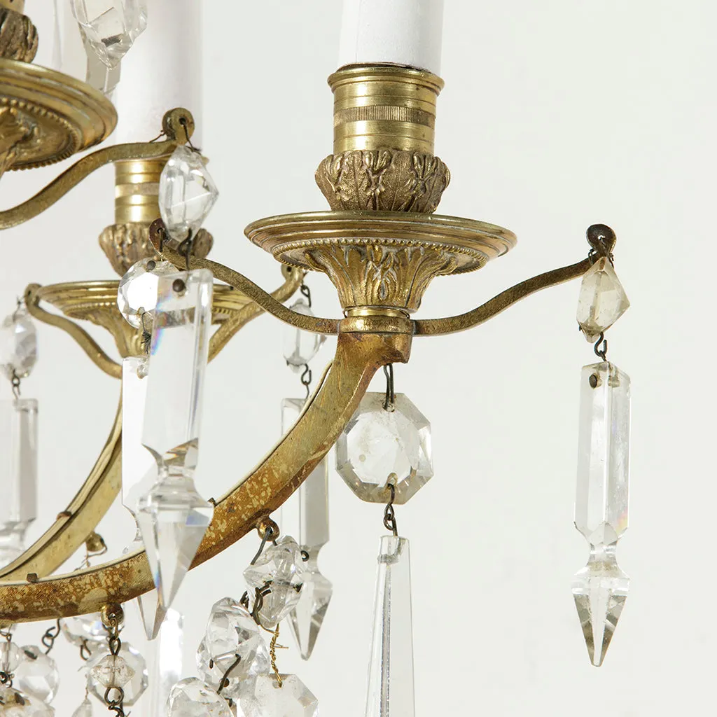 Bronze and Crystal Chandelier