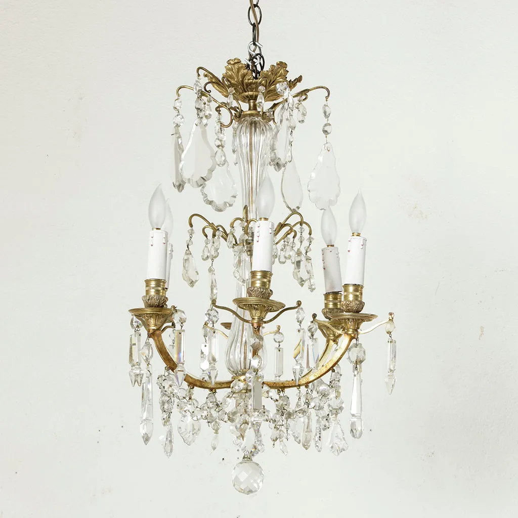 Bronze and Crystal Chandelier