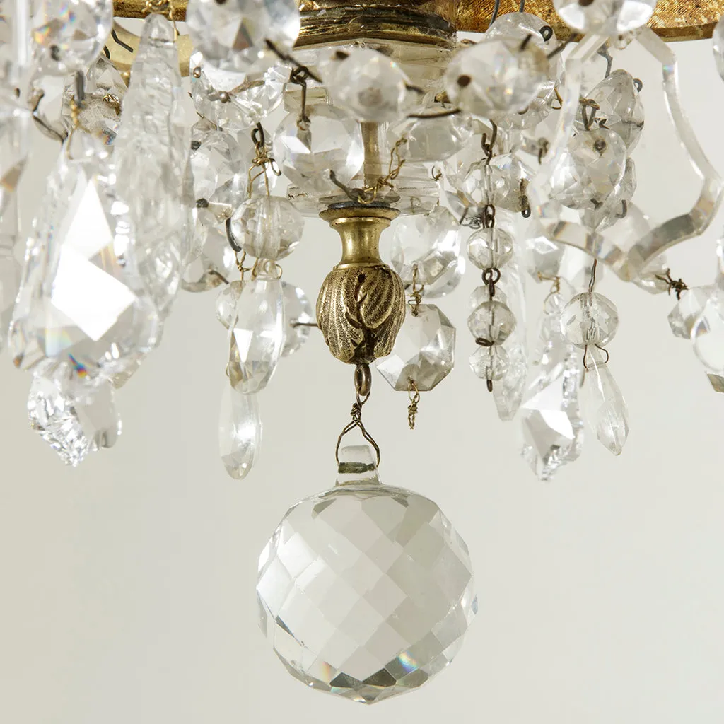 Bronze and Crystal Chandelier