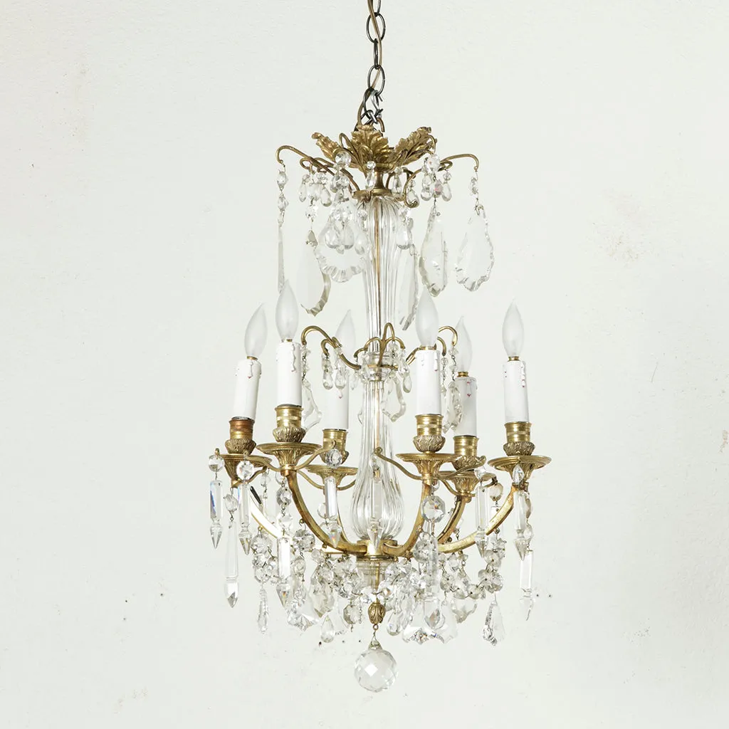 Bronze and Crystal Chandelier