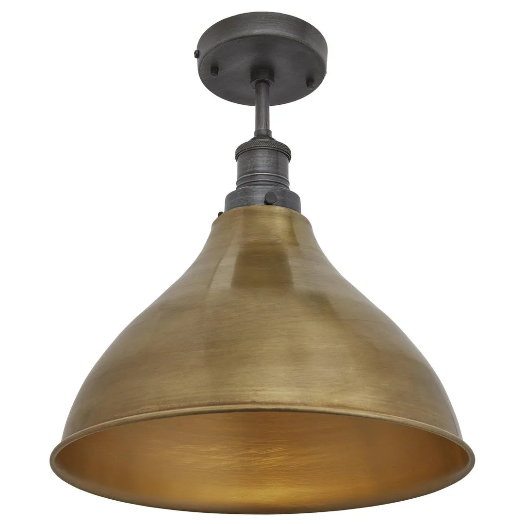 Brooklyn Cone Flush Mount Light - Brass - 12 inch - Industville