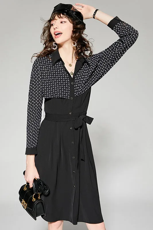 Button Dress W/ Contrast Top