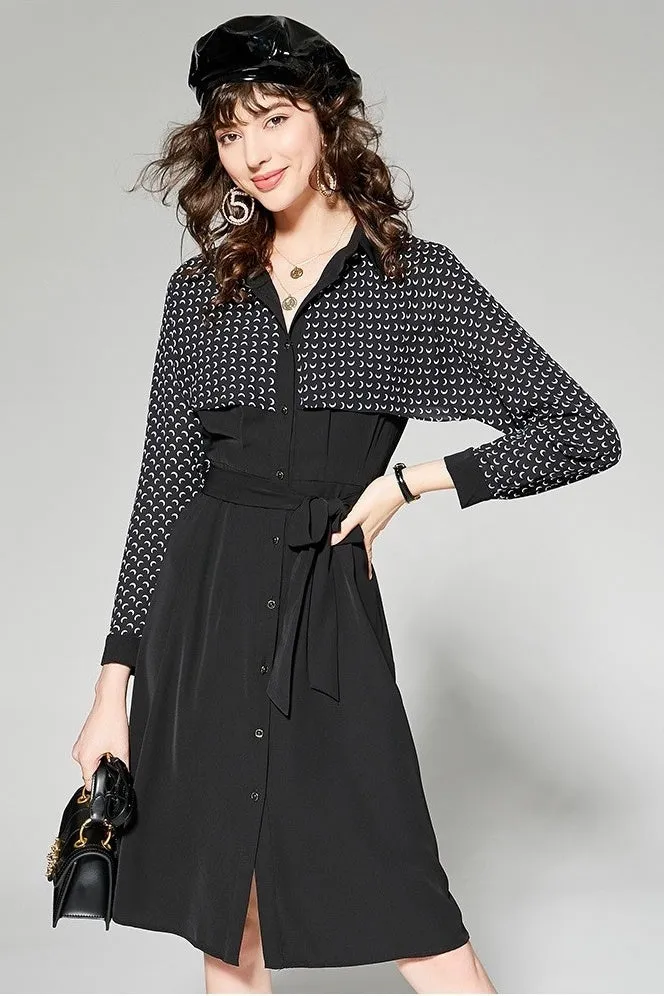 Button Dress W/ Contrast Top