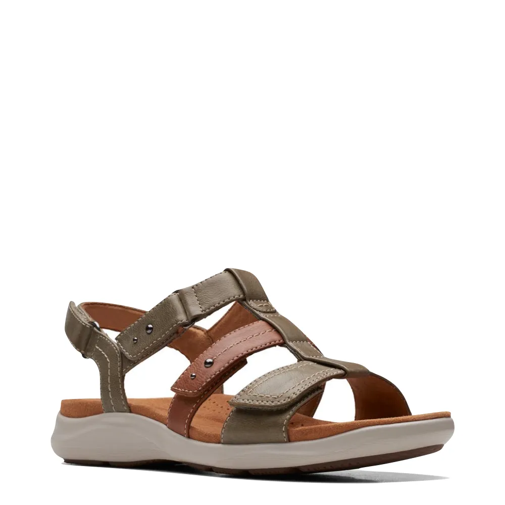 Clarks Women's Kitly Step Adjustable Strap Sandal (Olive Combo)