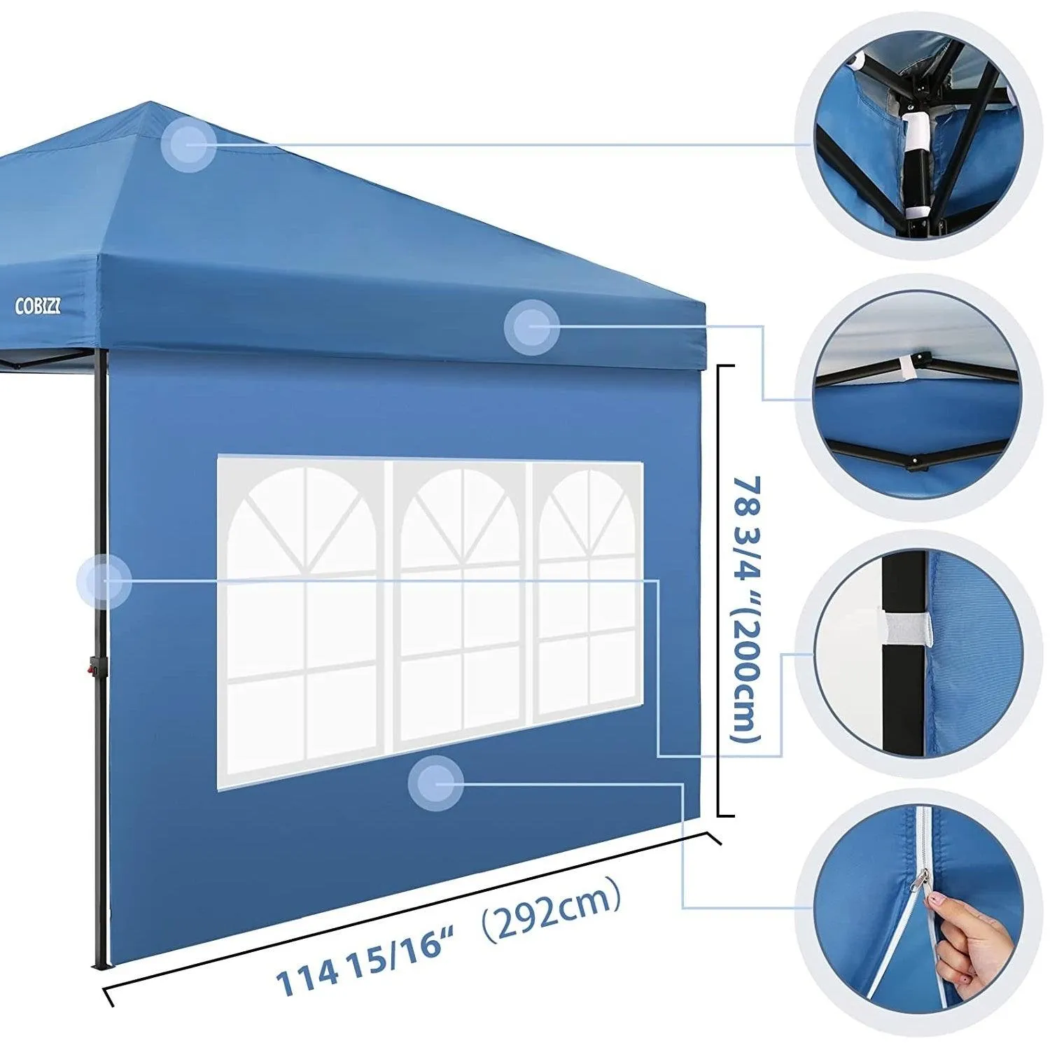 COBIZI Pop Up Canopy Sidewall Instant Canopy Wall 10'X10' with Window