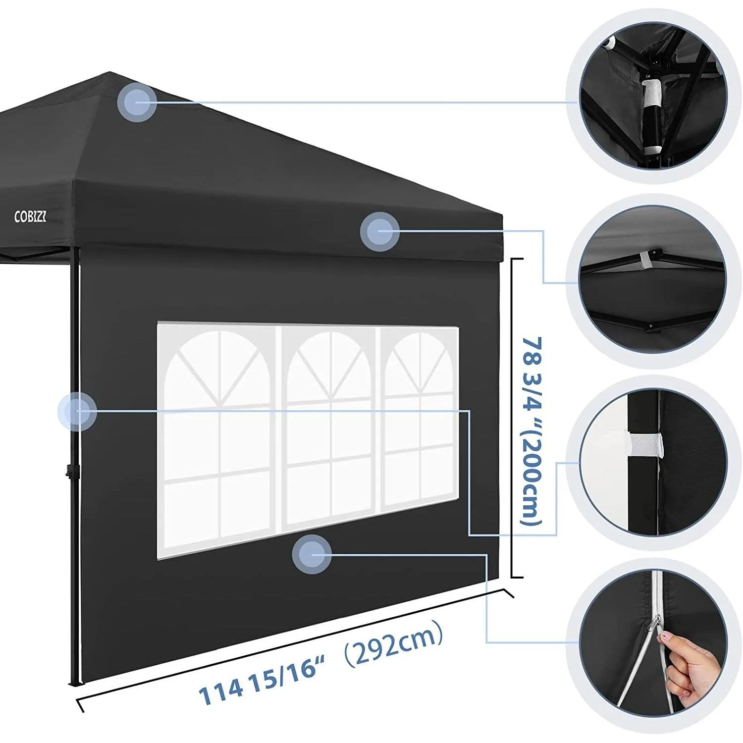 COBIZI Pop Up Canopy Sidewall Instant Canopy Wall 10'X10' with Window