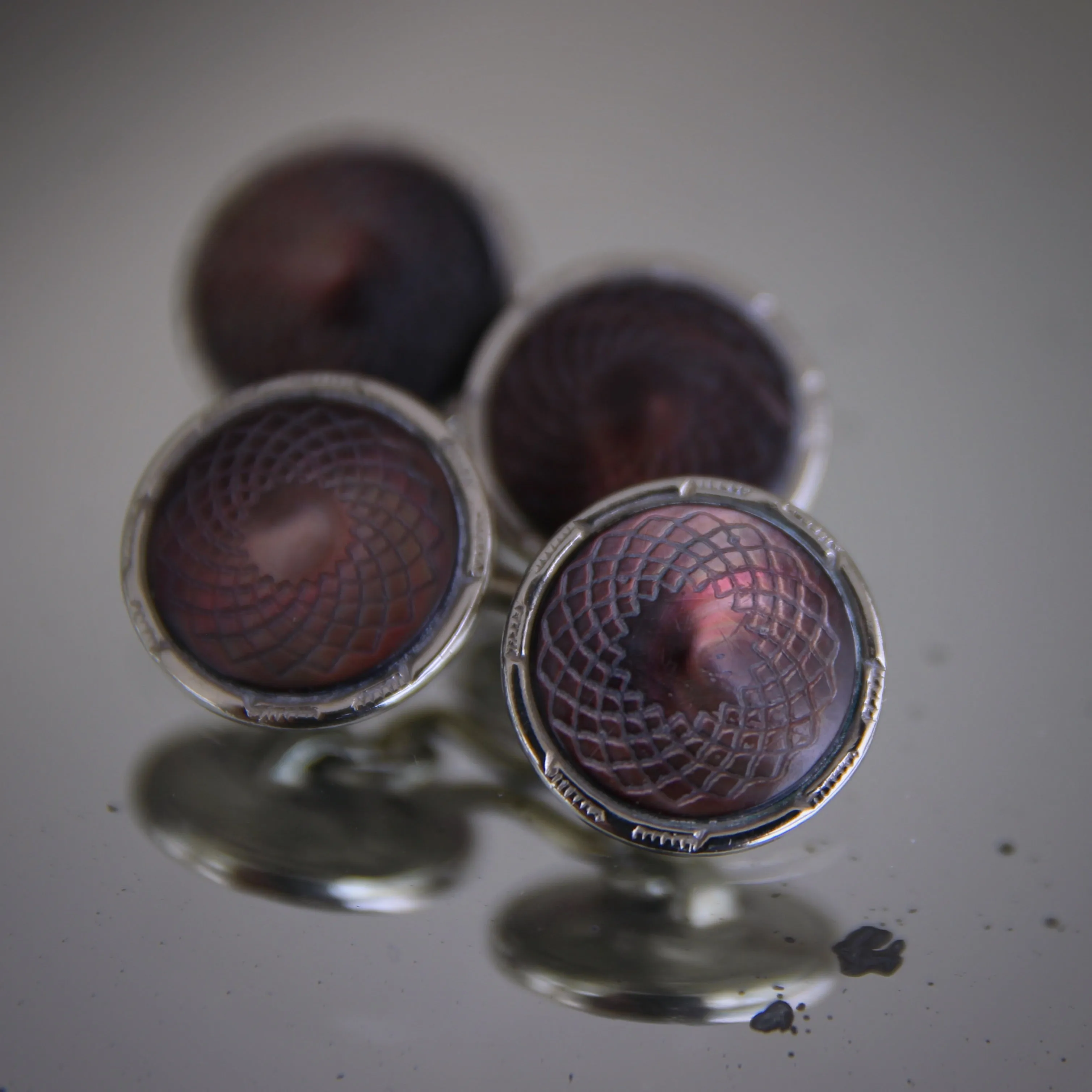 Deco Etched M.O.P. Cufflinks