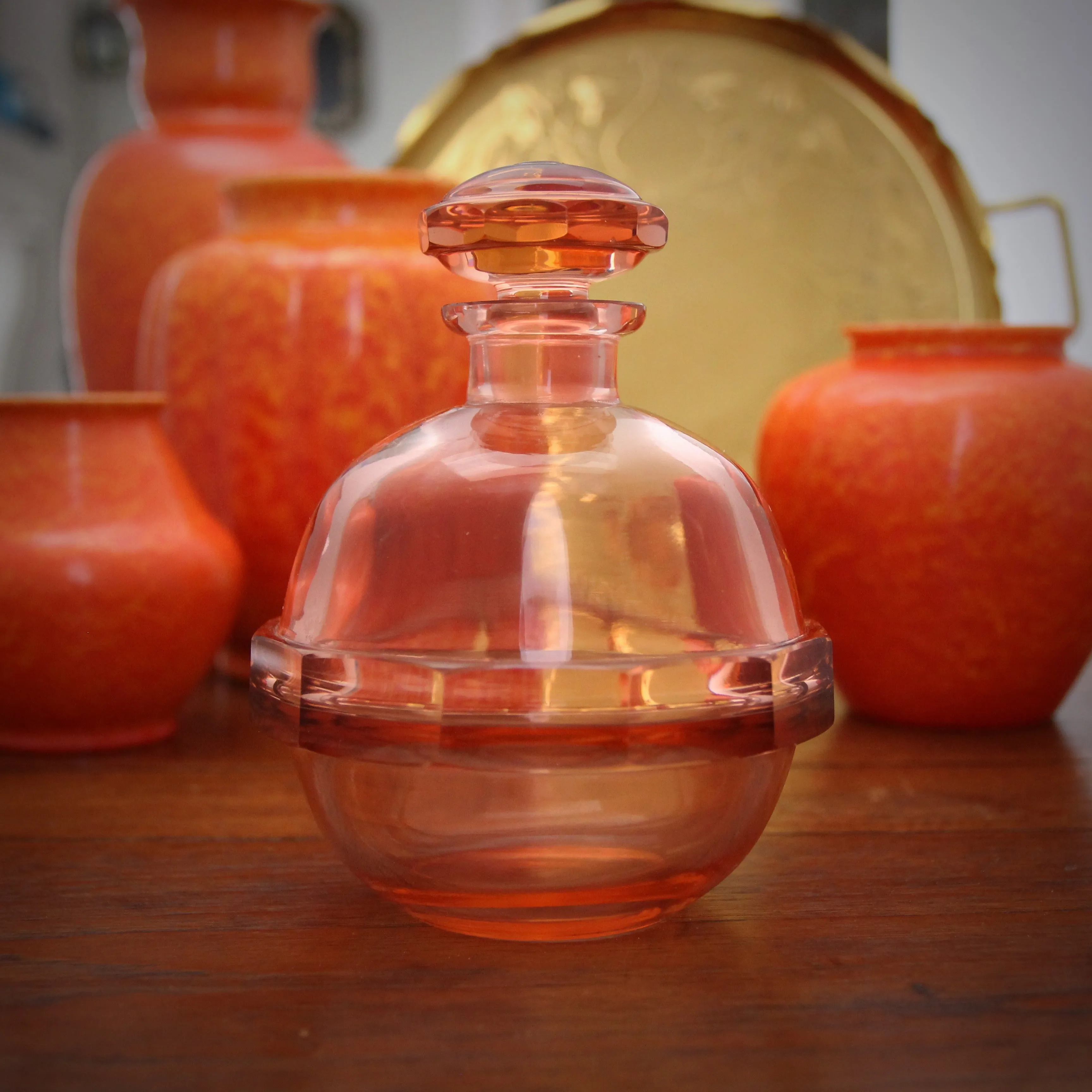 Deco Peach Glass Decanter