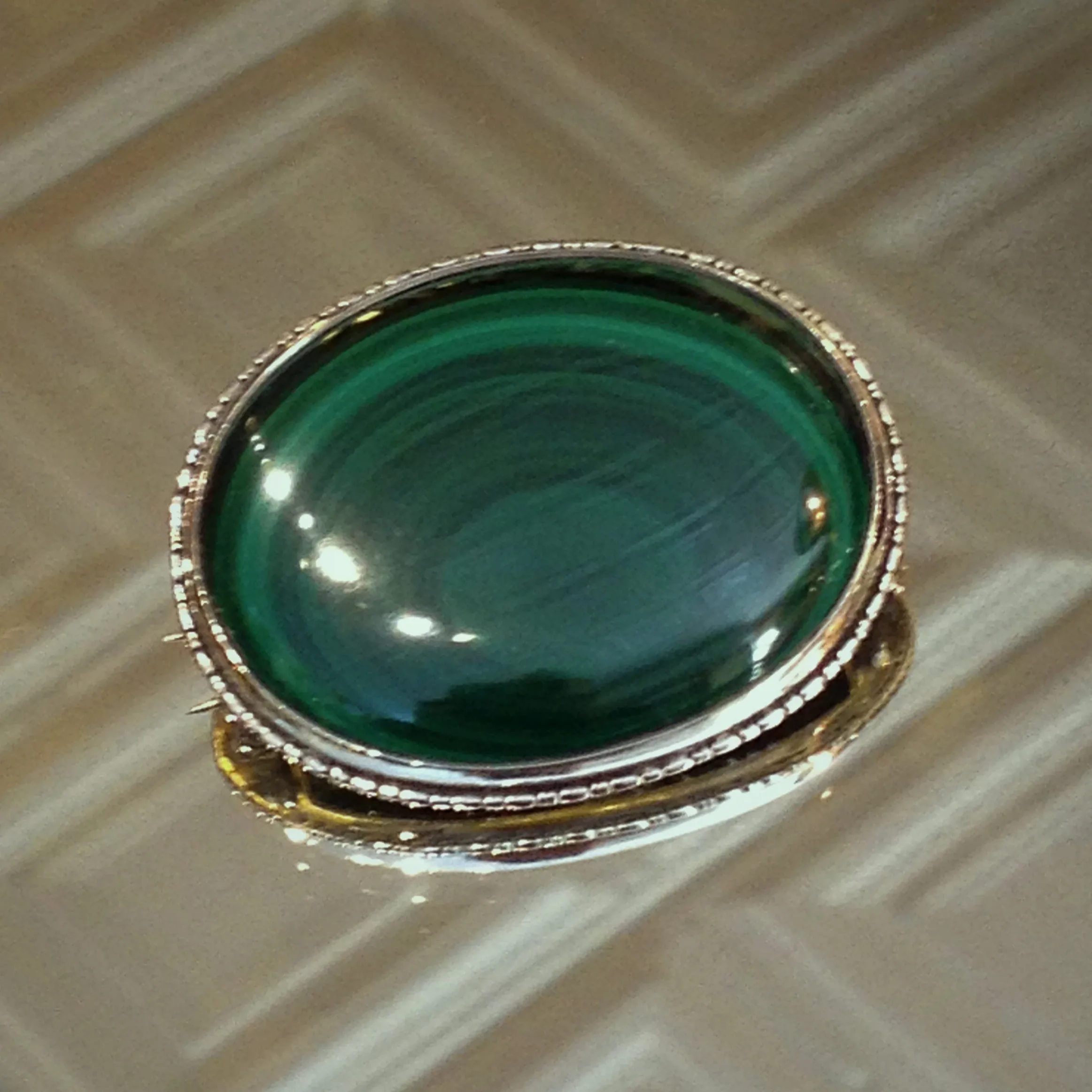 English Malachite Brooch