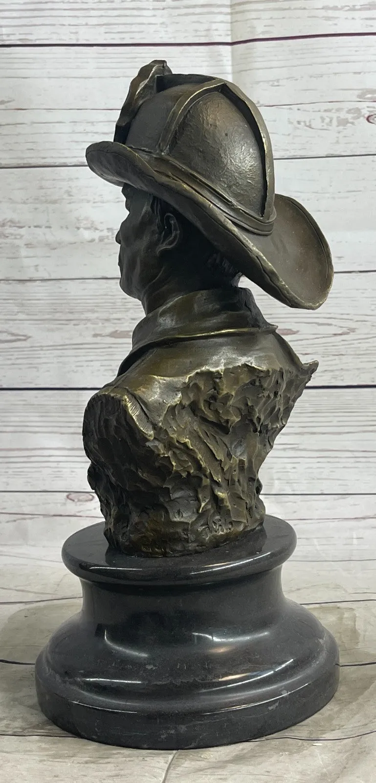 Fireman 911 Emergency Saving Life Bronze Sculpture Trophy Marble Figurine