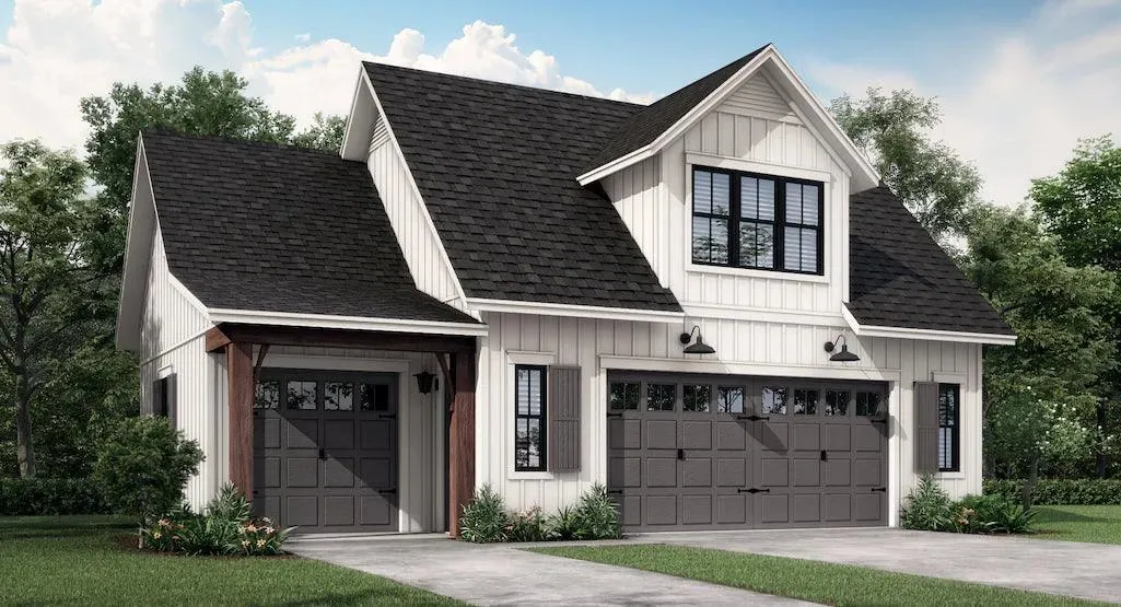 Functional Carriage House Plan with Spacious Garage and Cozy Living