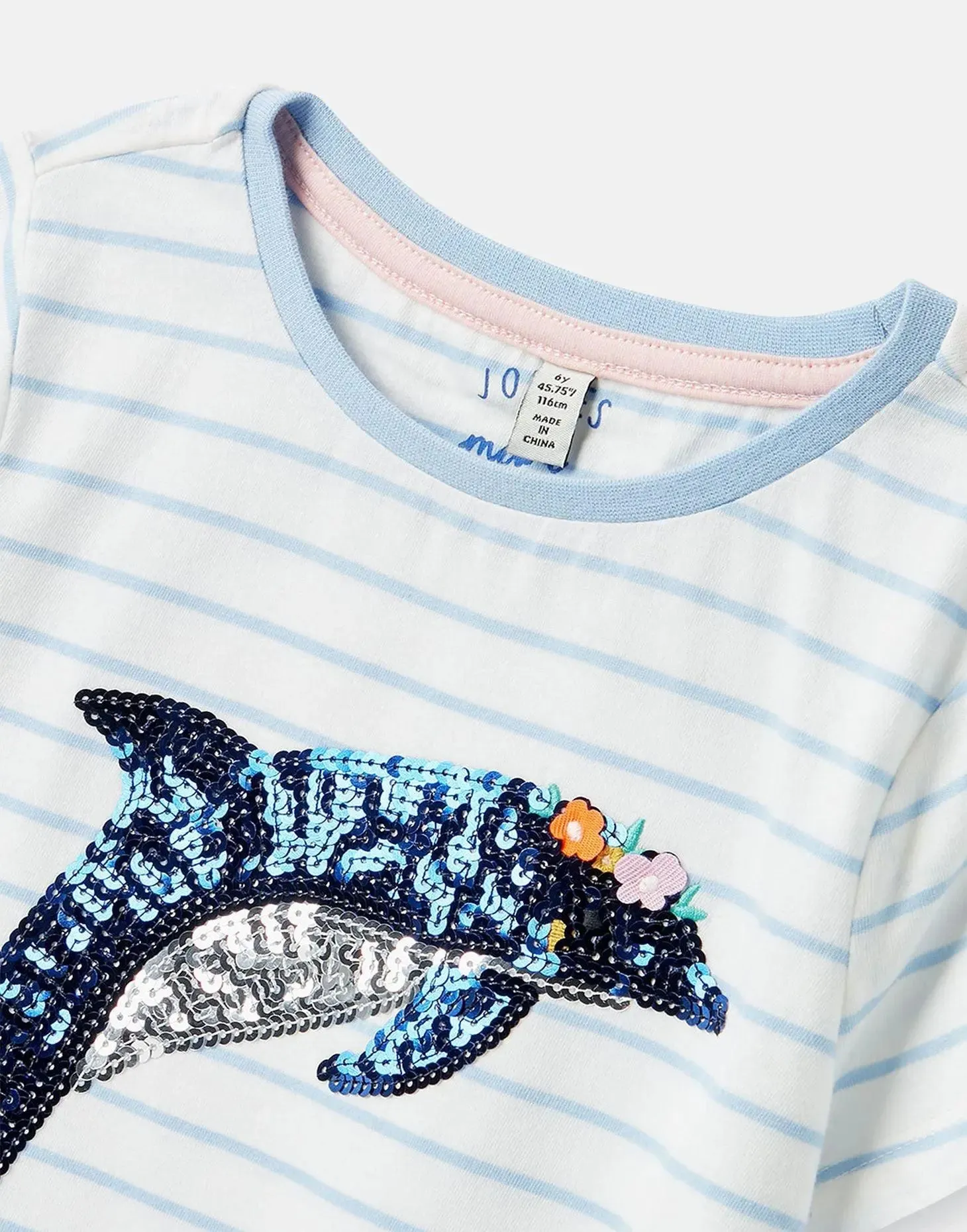 Girls Astra DOLPHIN STRIPE Artwork Top | Joules