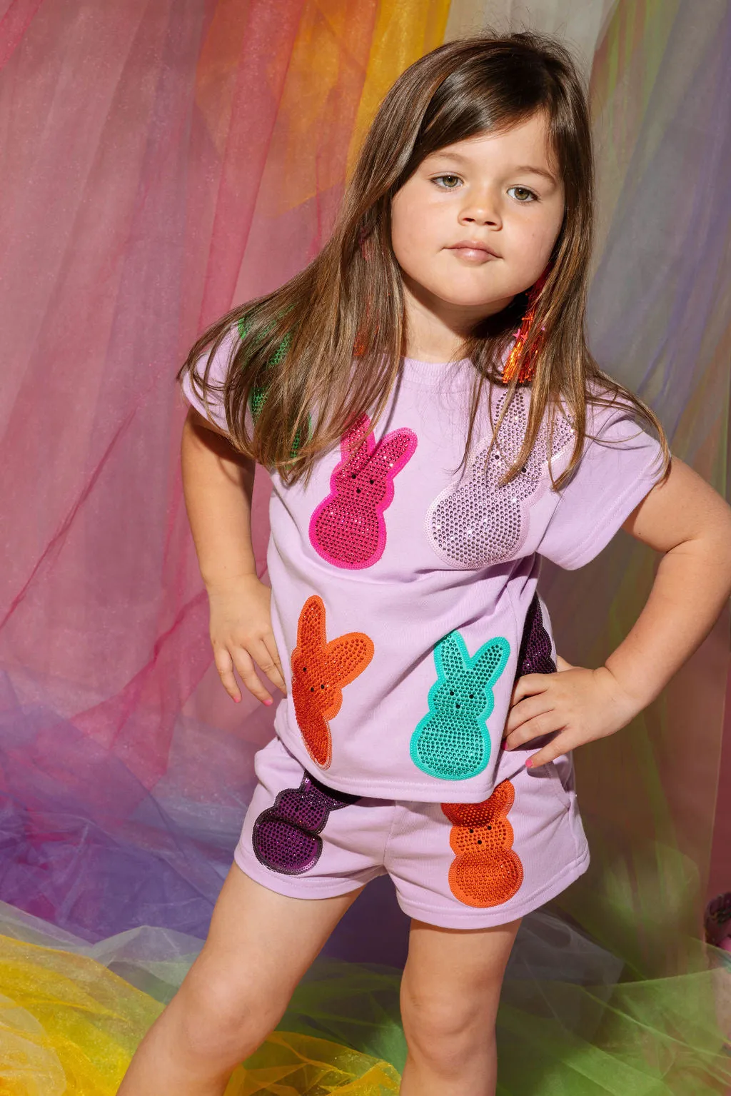 Kids Lavender Multi Peeps Short