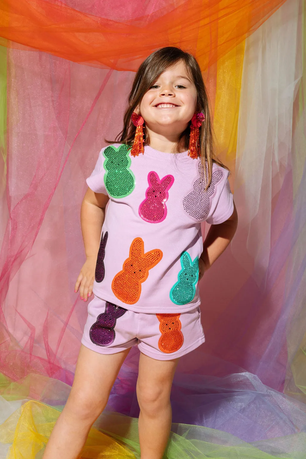 Kids Lavender Multi Peeps Short