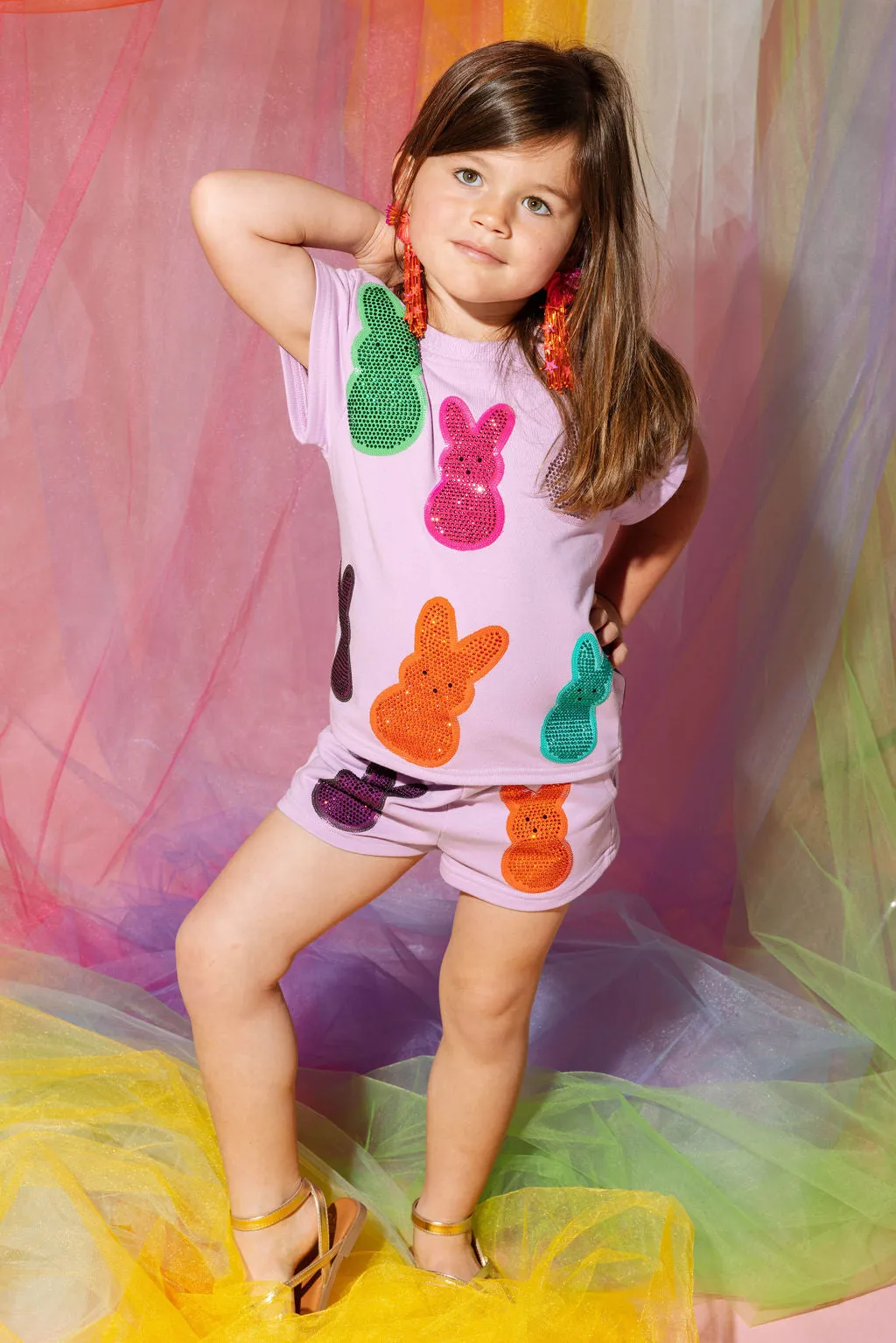 Kids Lavender Multi Peeps Short