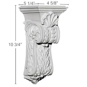 Leaf Corbel, 4 5/8"W x 5 1/4"D x 10 3/4"H