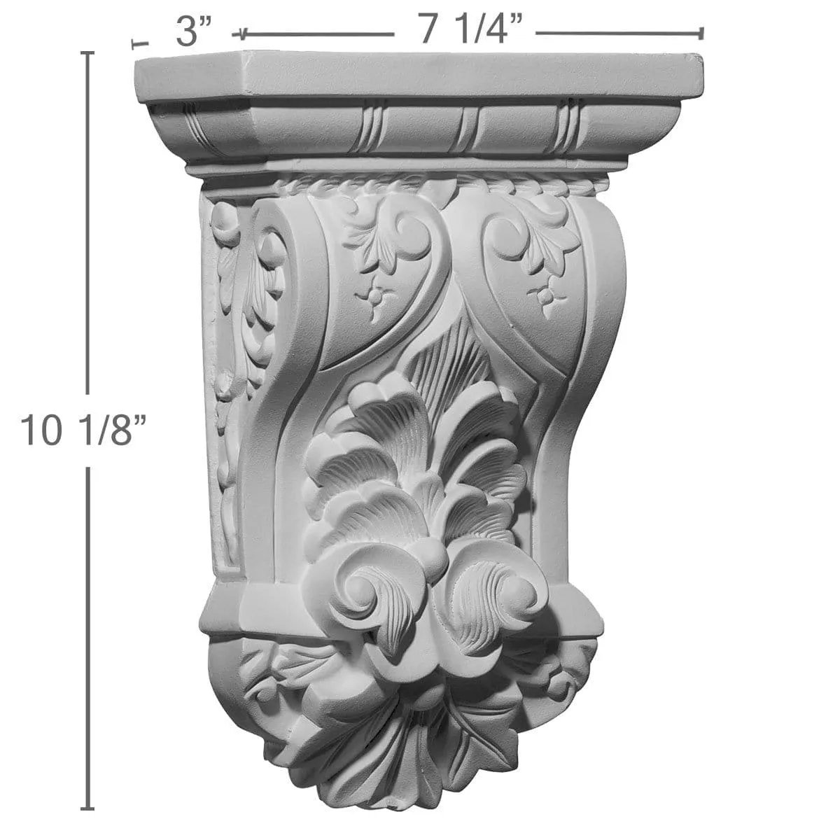 Leaf Corbel, 7 1/4"W x 3"D x 10 1/8"H