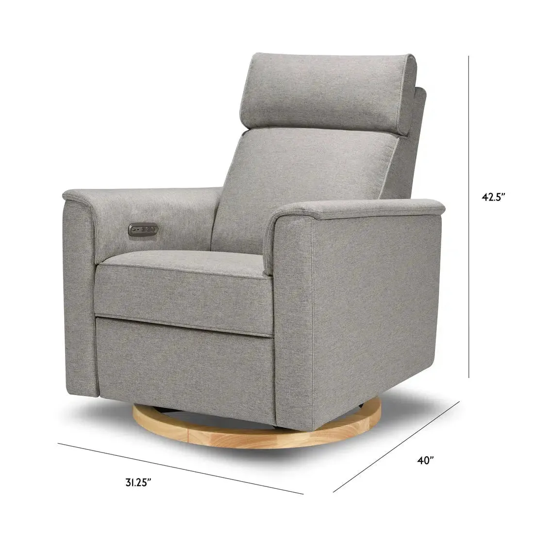 Monogram by Namesake - Willa Power Recliner w/ Adjustable Headrest - Grey Eco-Twill Performance Fabric