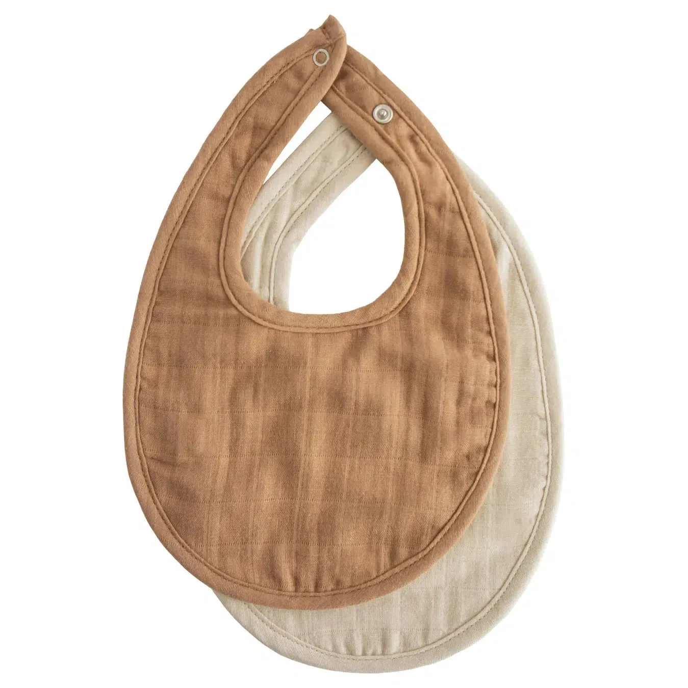 Mushie - Organic Cotton Muslin Bib 2-Pack - Tan   Fog