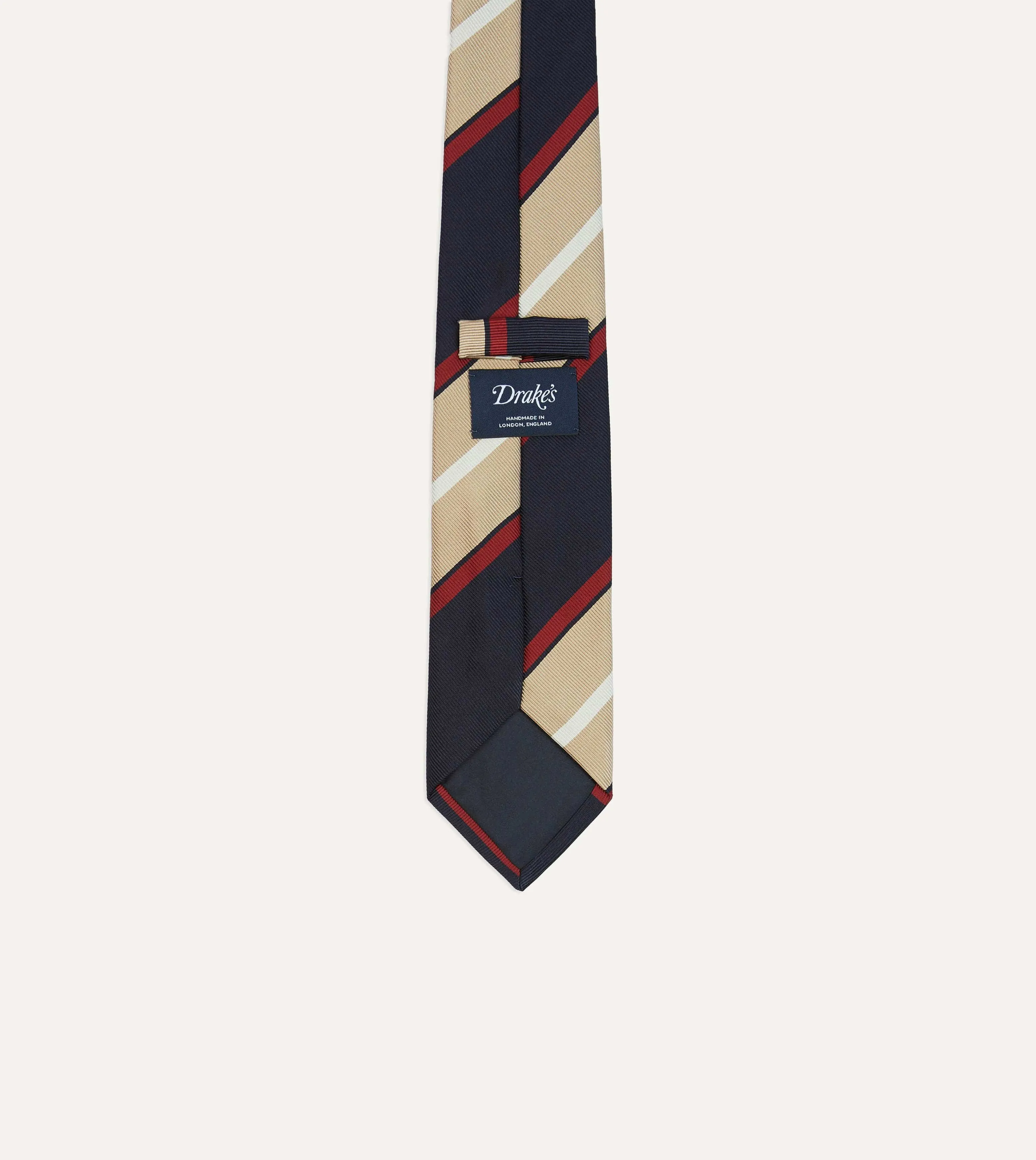 Navy, Red and Gold Multi Stripe Mogador Silk Tipped Tie