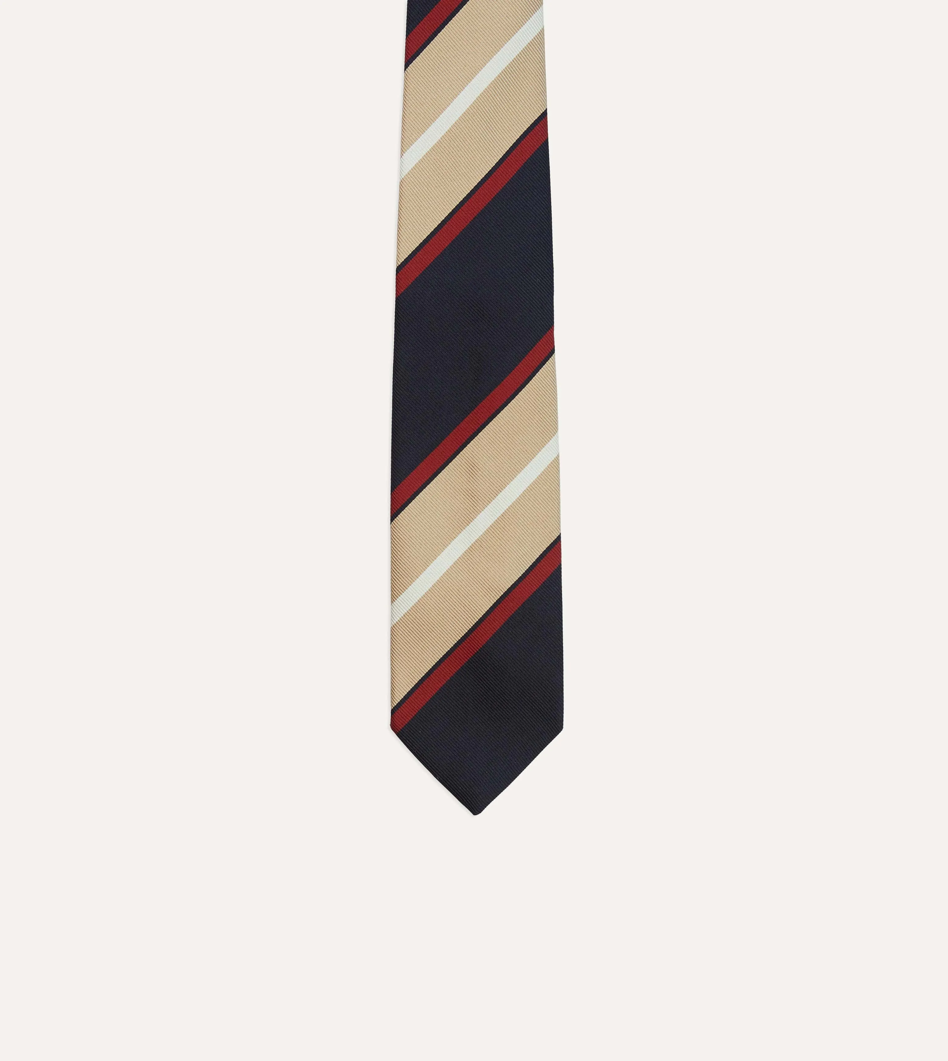 Navy, Red and Gold Multi Stripe Mogador Silk Tipped Tie