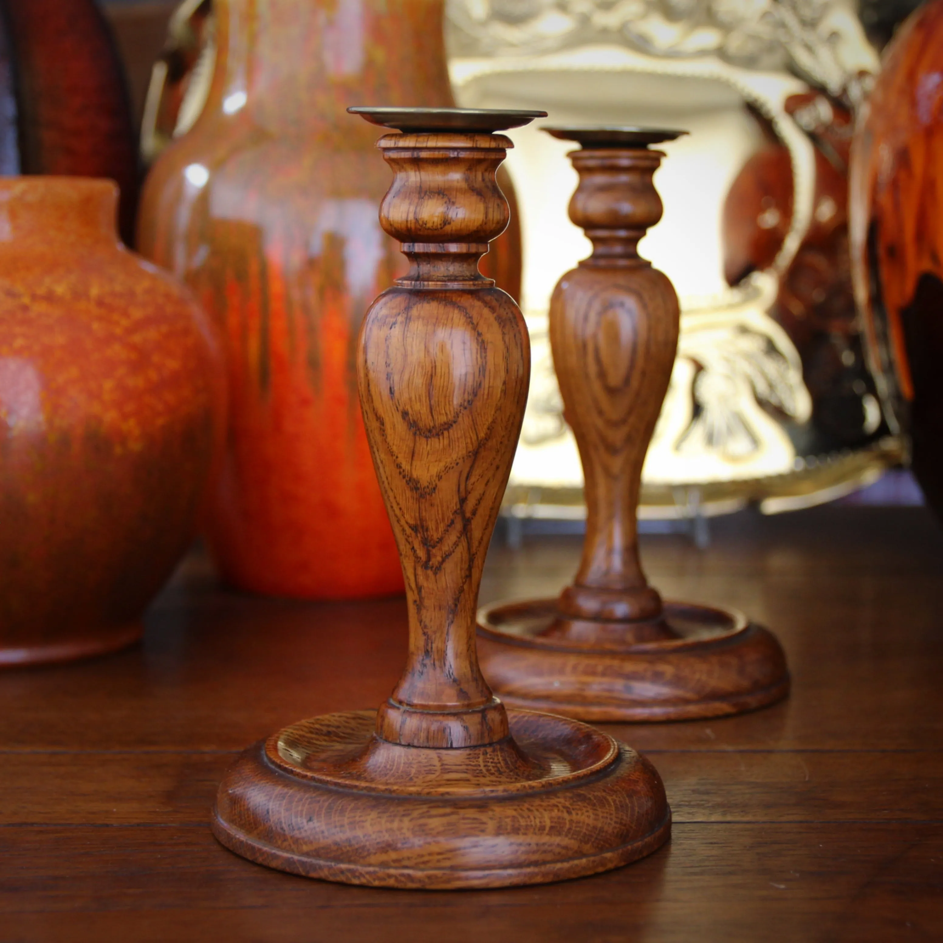 Oak Balustrade Candlesticks