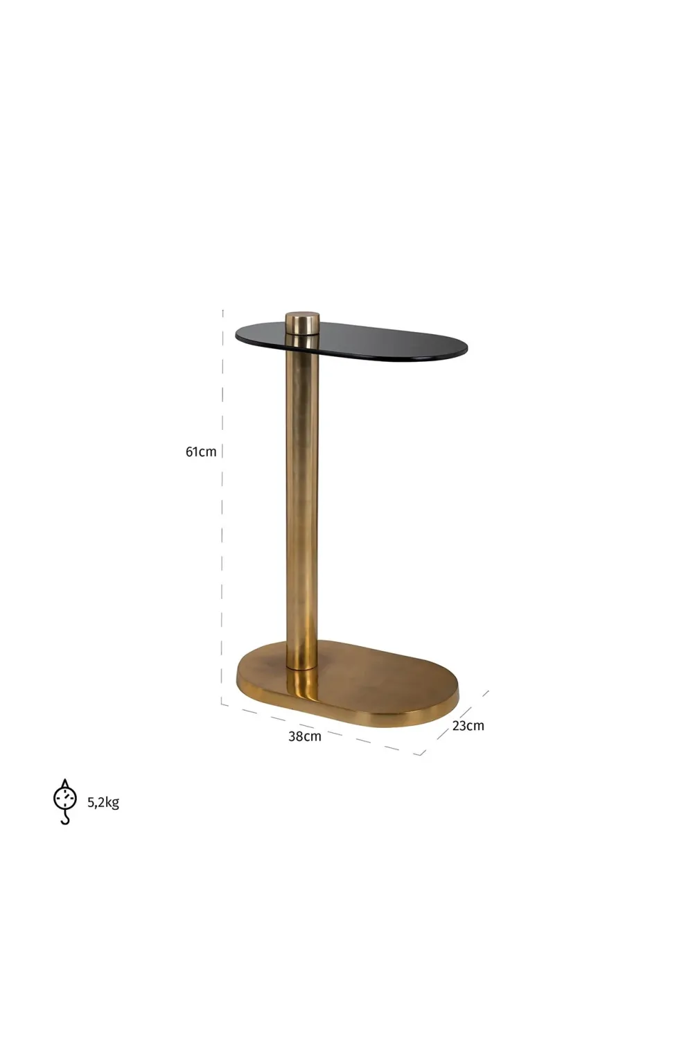 Oval Black Glass Side Table | OROA Chase