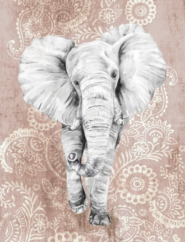 Pink Paisley Elephant Framed Art Print