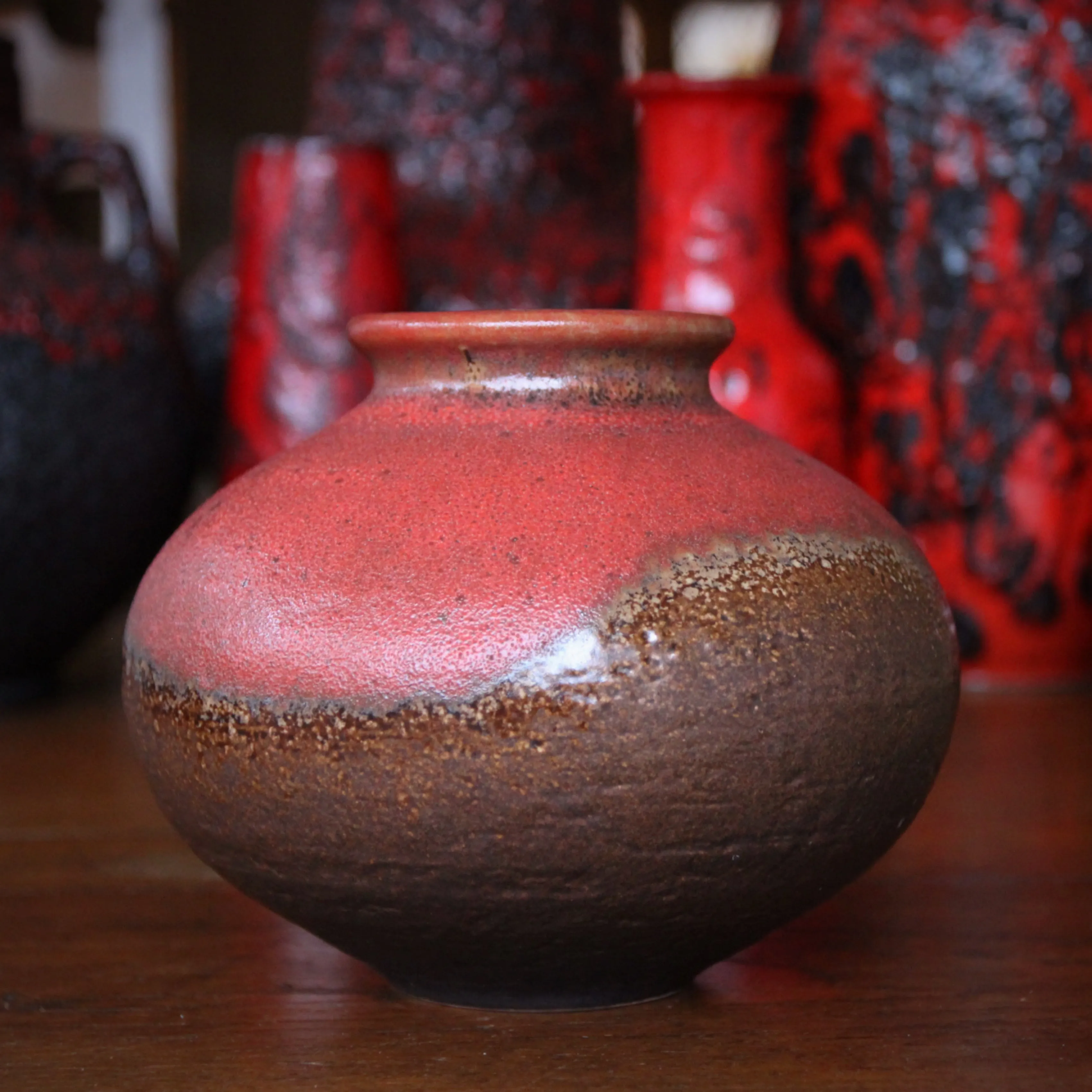 Red & Brown Undulate Pot