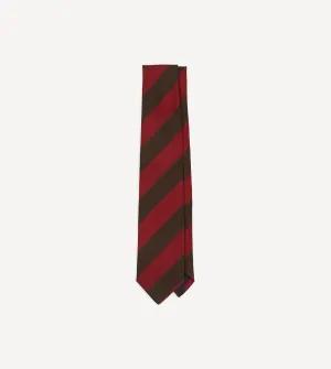 Red and Brown Block Stripe Mogador Silk Tipped Tie