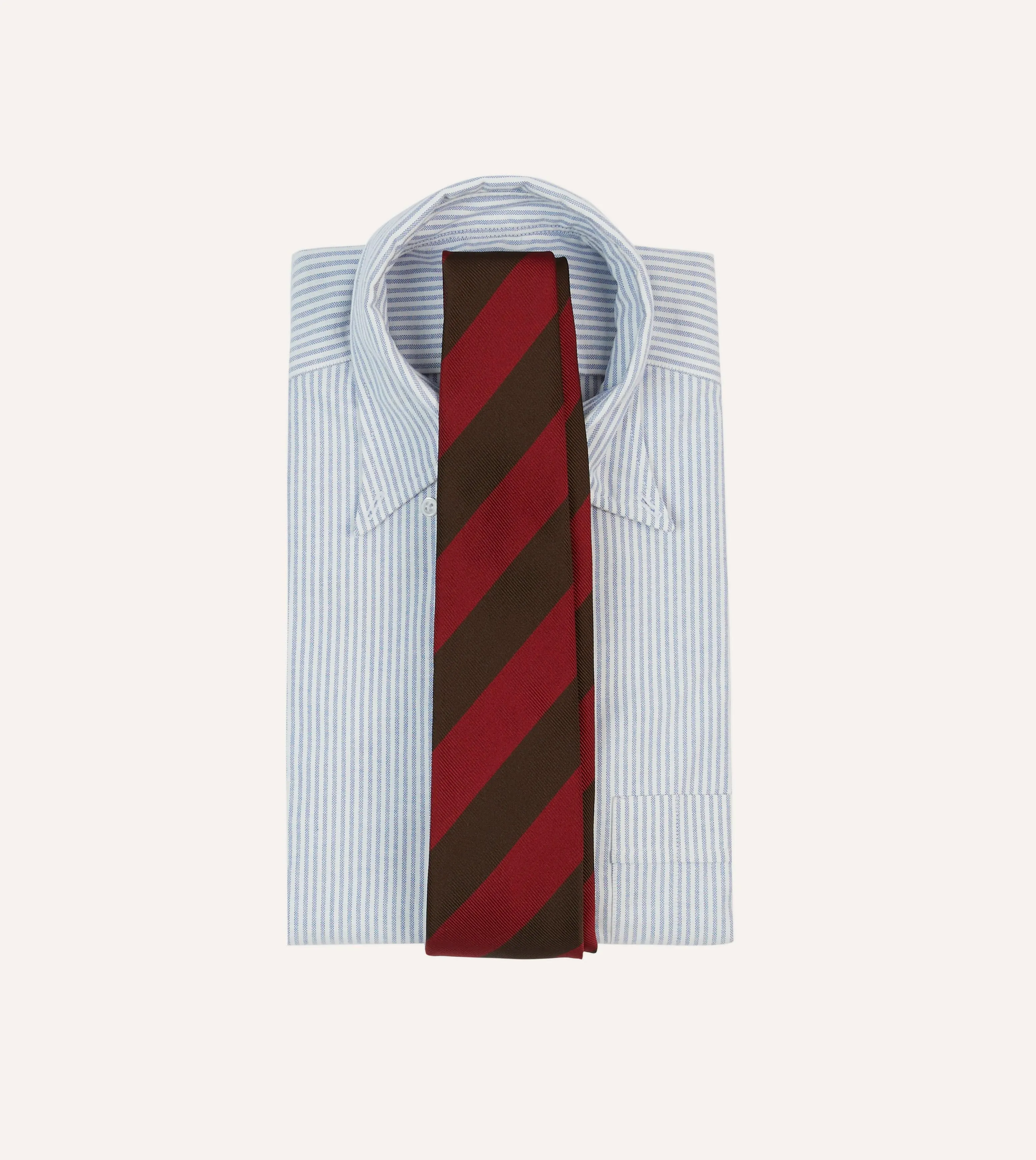 Red and Brown Block Stripe Mogador Silk Tipped Tie