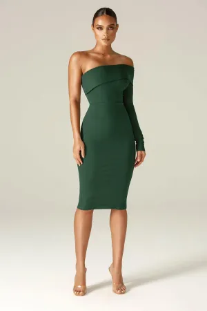 Rita One Shoulder Dress (Emerald Green)