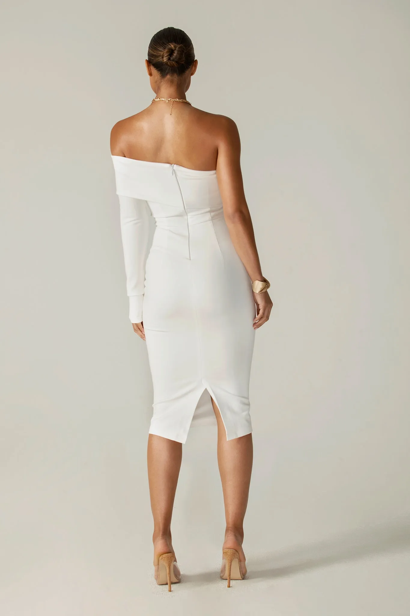 Rita One Shoulder Dress (Off White)