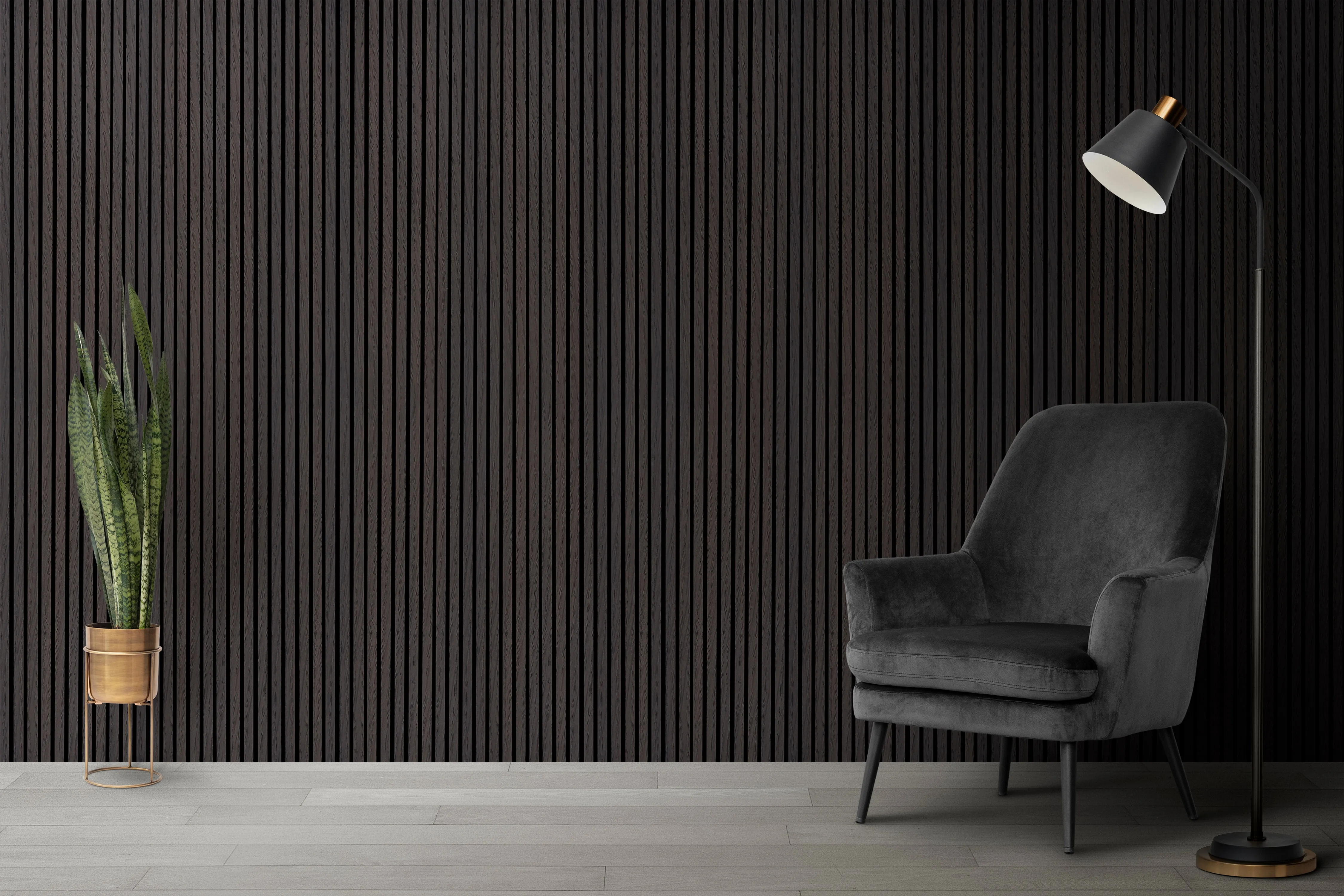 Smokey Oak Veneer Acoustic Panel, Veneer 1" Wide Slats - Harmony Series - Sold 2 Panels Per Carton