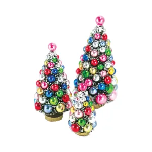 Vintage Flocked Ball Tree Set