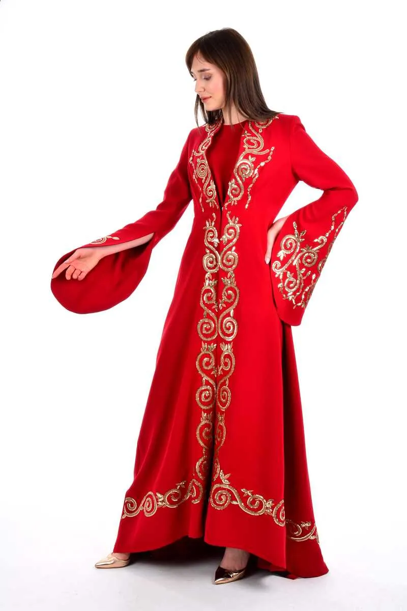 W&C 2416 Abaya Red